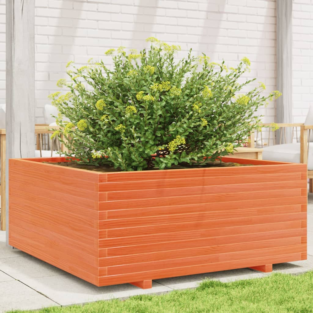 vidaXL Garden Planter Wax Brown 110x110x49.5 cm Solid Wood Pine