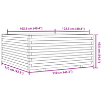 vidaXL Garden Planter Wax Brown 110x110x49.5 cm Solid Wood Pine