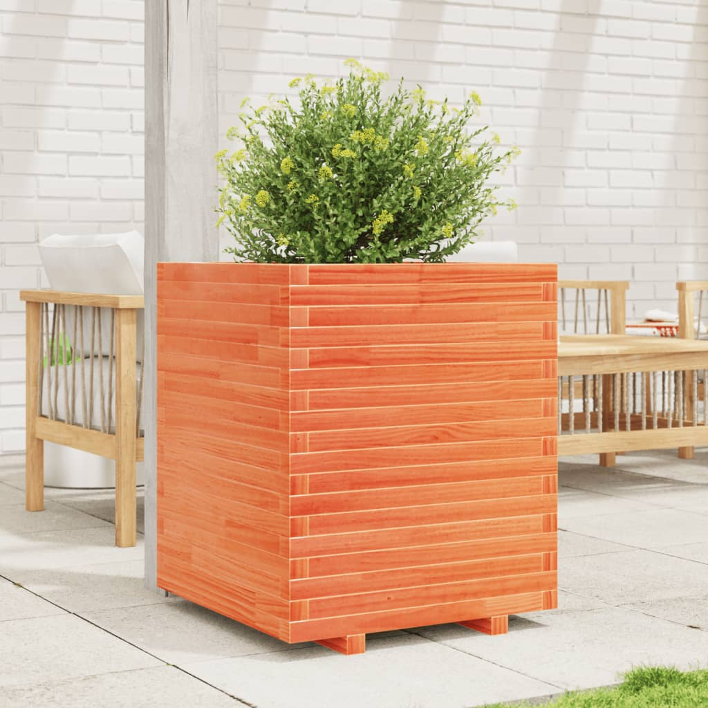 vidaXL Garden Planter Wax Brown 60x60x72 cm Solid Wood Pine