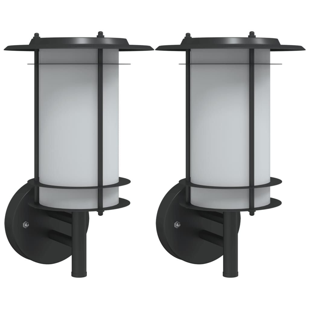 vidaXL Outdoor Wall Lights 2pcs Black Stainless Steel