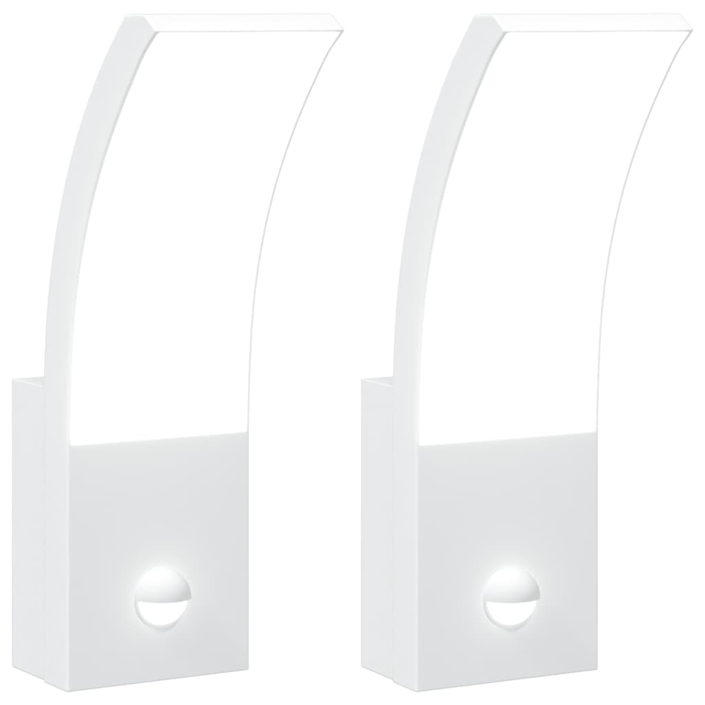 vidaXL Outdoor LED Wall Lights with Sensors 2pcs White Die-cast Aluminium