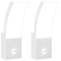 vidaXL Outdoor LED Wall Lights with Sensors 2pcs White Die-cast Aluminium