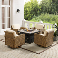 Bradenton 5Pc Swivel Rocker Conversation Set W/Fire Table Sand/Weathered Brown - Tucson Fire Table & 4 Swivel Rockers